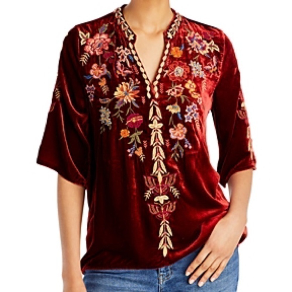 Johnny Was Taline heavily embroidered velvet top NWT - Picture 3 of 16